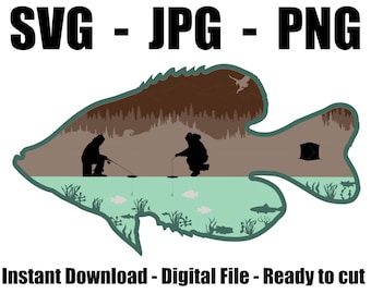 Layered Crappie Ice Fishing Cut File - Layered Crappie Ice Fishing SVG - JPG - PNG - Cricut, Silhouette, Laser Ready
