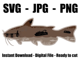 Layered Catfish Cut File - Layered Catfish SVG - Layered Catfish JPG - Layered Catfish PNG - Cricut, Silhouette, Laser Ready