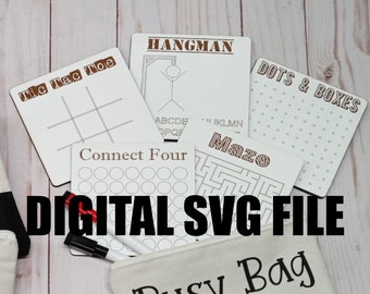 Busy Bag Cut File - Game Titles INCLUDED - Busy Bag SVG - Cricut, Silhouette, Laser Ready