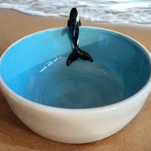 Orca Killer Whale Sculpted Bowl Ceramic Handmade
