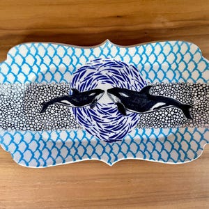 Whale Ceramic Platter Tray Handmade Orca Killer Whale