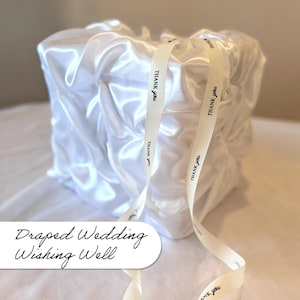 Caja de tela blanca para tarjetas de boda / Pozo de los deseos de lujo / Caja de tela de lujo para pozo de los deseos