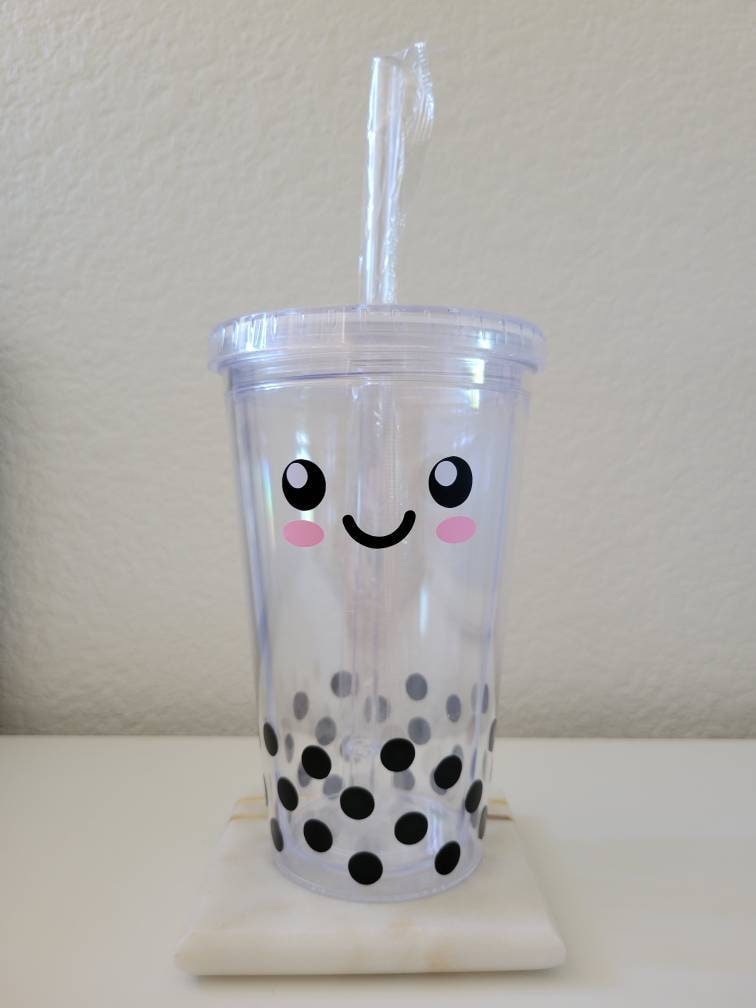 Reusable 20oz/16oz Glass Boba Tea Cup With Bamboo Lid, Tumbler -  Personalization Custom Option Available