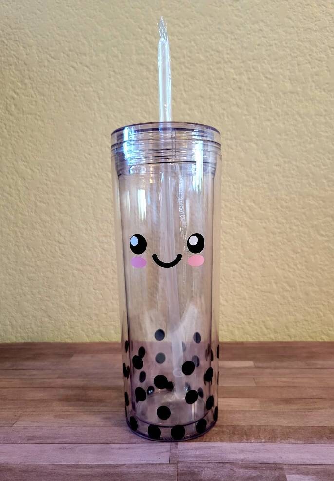 Reusable 20oz/16oz Glass Boba Tea Cup With Bamboo Lid, Tumbler -  Personalization Custom Option Available