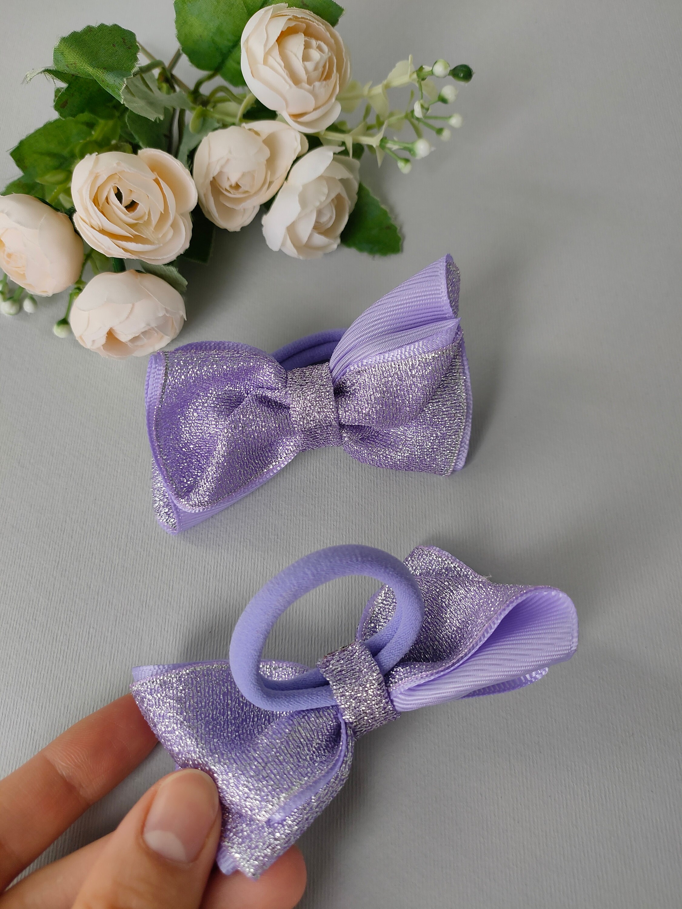 Set of Two Bright Purple Bows for Girls Etsy UK