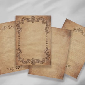 Pergamena di poesia vittoriana, set di carta di cancelleria gotica A4 / A5 / A6, stampabile, cancelleria digitale, foglio collage