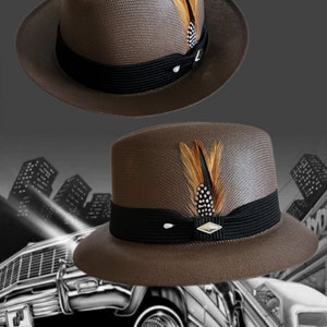 Goldline Brown /Black band Fedora Lowrider flip up or down