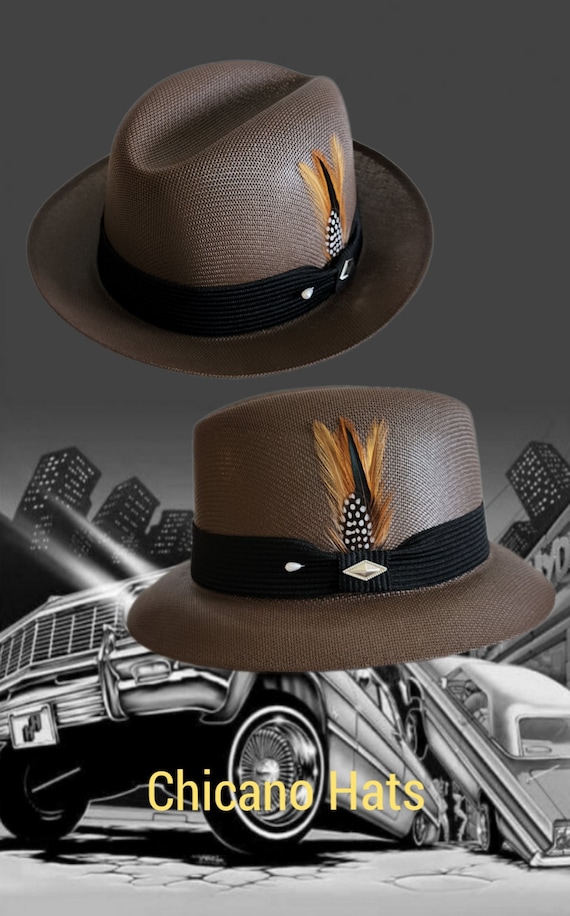Goldline Brown /black Band Fedora Lowrider Flip up or Down  display picture 2