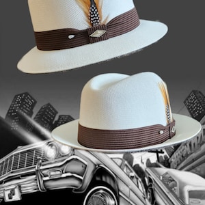 Goldline White /Brown band Fedora Lowrider flip up or down