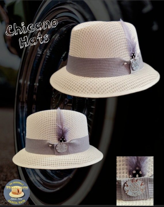 Classic Traditional Lt. Gray Garcia Hat Derby Fedora Lowrider Dark