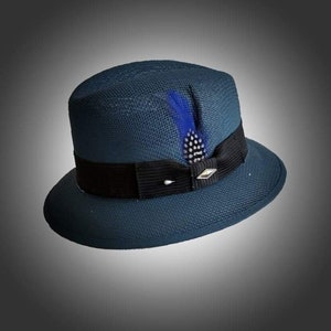 Blue lowrider fedora Chicano hat