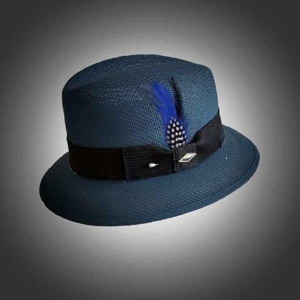 Blue lowrider fedora Chicano hat