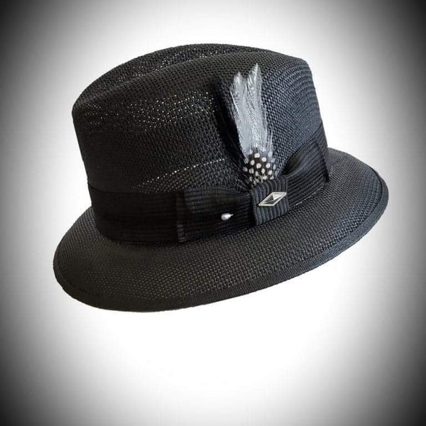 Black fedora lowrider Chicano hat