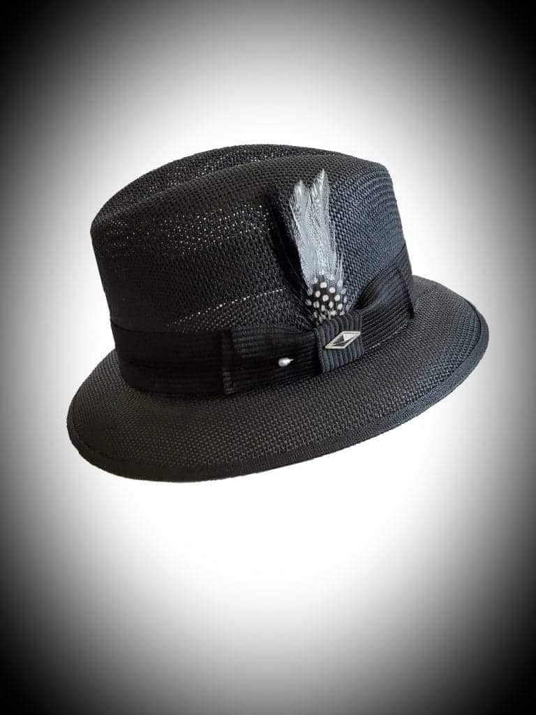Classic Black Lowrider Fedora Derby Hat 