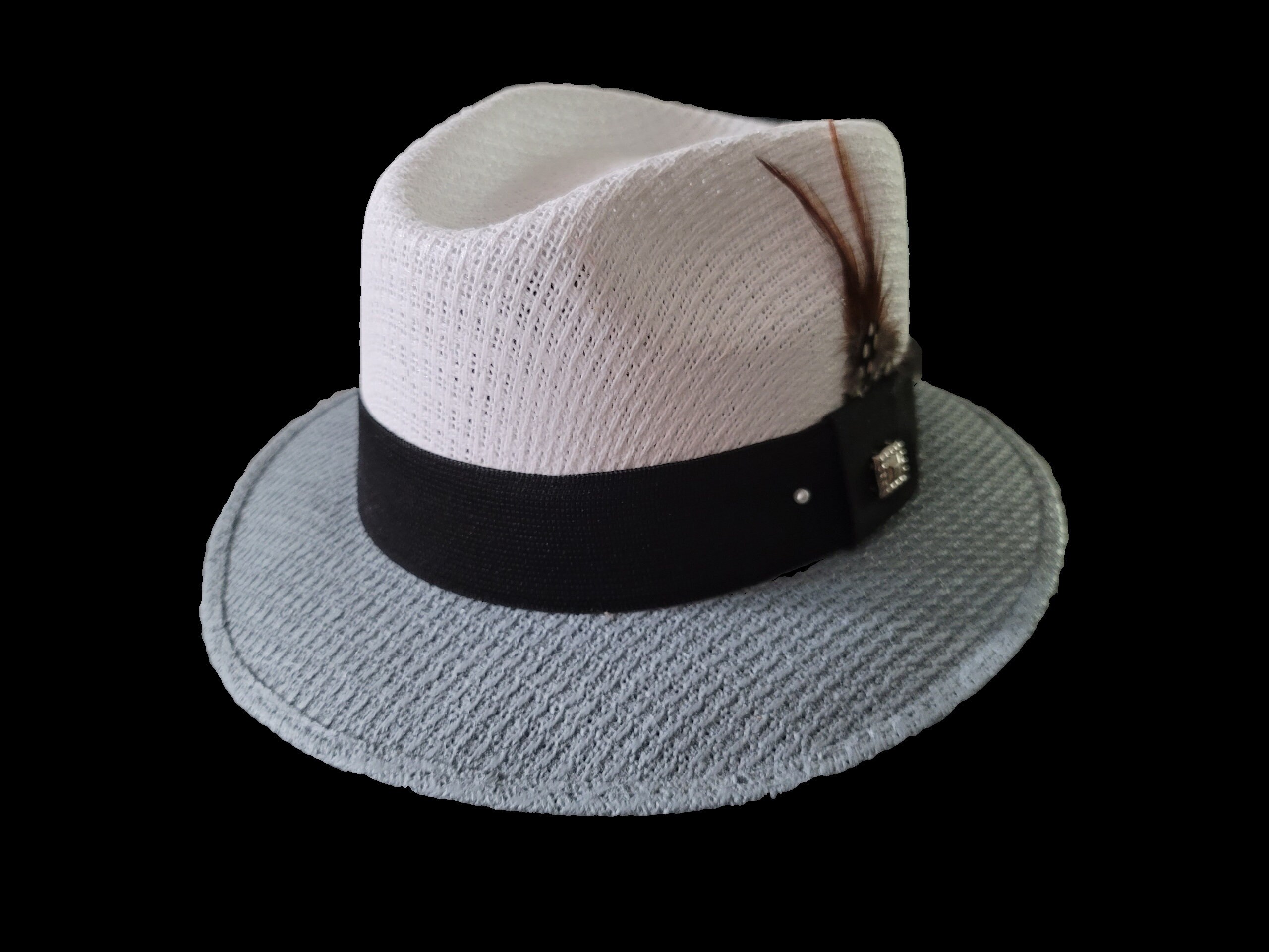 Two tone Gray and White fedora lowrider hat Etsy