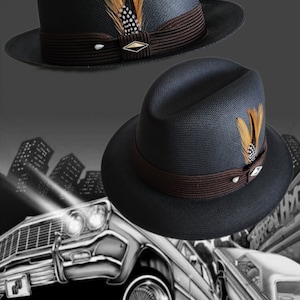 Goldline Black /Brown band Fedora Lowrider flip up or down