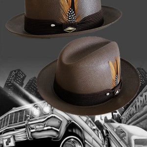 Goldline Brown /Brown band Fedora Lowrider flip up or down