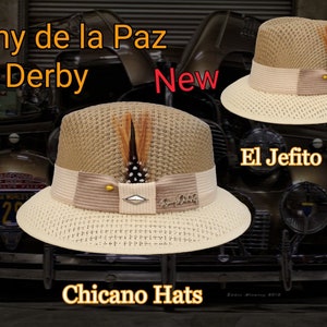 Sombrero lowrider marrón y caqui El Jefito de dos tonos con la firma de Danny De La Paz