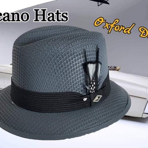 Classic Traditional Garcia Oxford Blue Gray Derby Fedora Lowrider