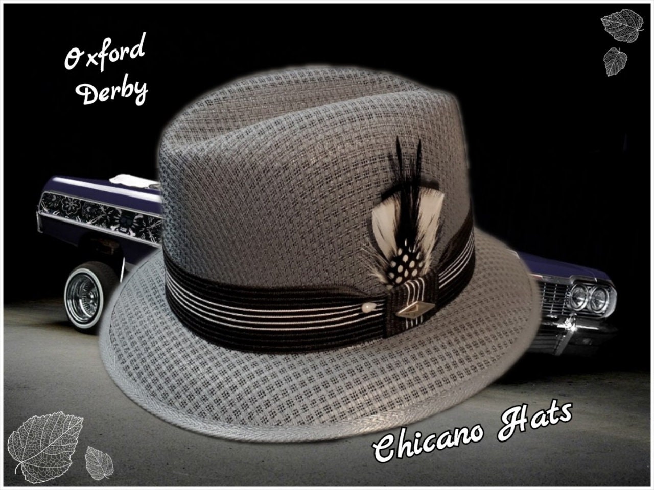 GARCIA HAT【60】ローライダー チカーノ ウエストコースト 灰黒 GARCIA HAT【60】ローライダー チカーノ ウエストコースト 灰黒