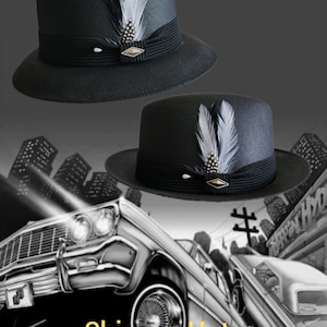 Goldline Black  /Black band Fedora Lowrider flip up or down