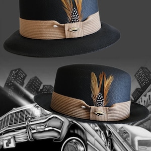Goldline Black /Khaki band Fedora Lowrider flip up or down
