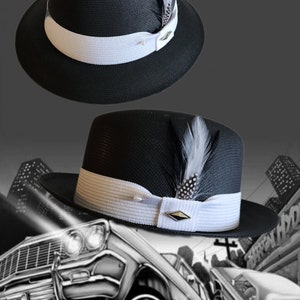 Goldline Black  /White band Fedora Lowrider flip up or down