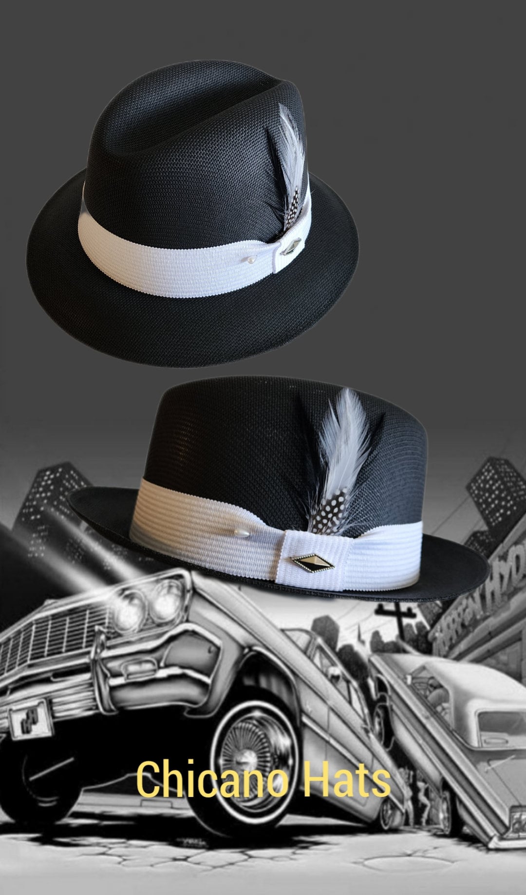 GARCIA HAT【61】ローライダー チカーノ ウエストコースト ライト灰 GARCIA HAT【61】ローライダー チカーノ ウエストコースト