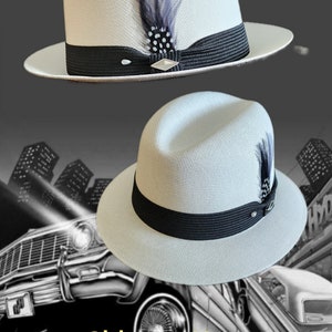 Goldline White /Black band Fedora Lowrider flip up or down