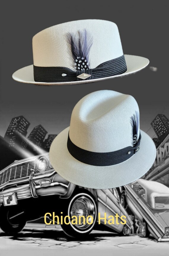 Goldline White /black Band Fedora Lowrider Flip up or Down