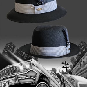 Goldline Black /Gray band Fedora Lowrider flip up or down