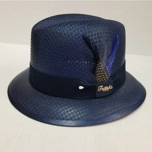 Classic Traditional Garcia Navy Blue Fedora Lowrider