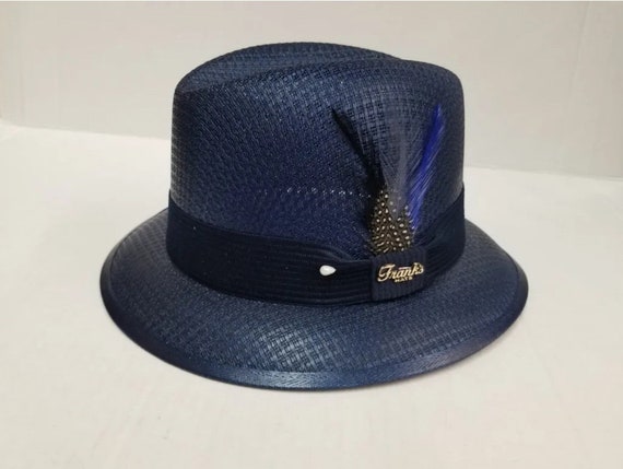 Classic Traditional Garcia Navy Blue Fedora Lowrider New