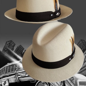 Goldline Ivory /black band Fedora Lowrider flip up or down
