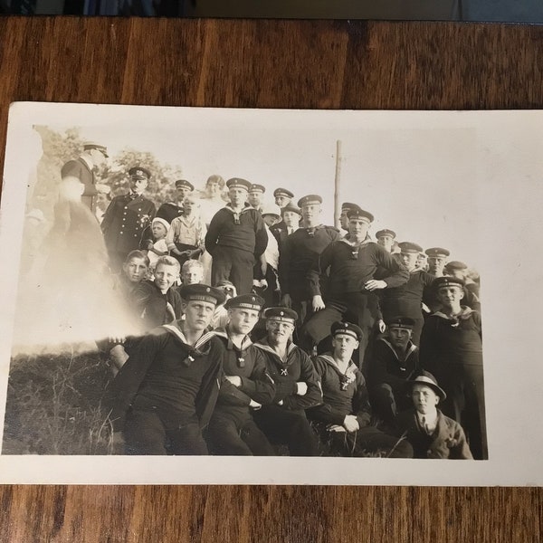 Real Photo Postcard German Soldiers / Sailors World War 1, Unused Postcard circa 1916, WWI Real Photo Post Card German Sailors  - Soldiers