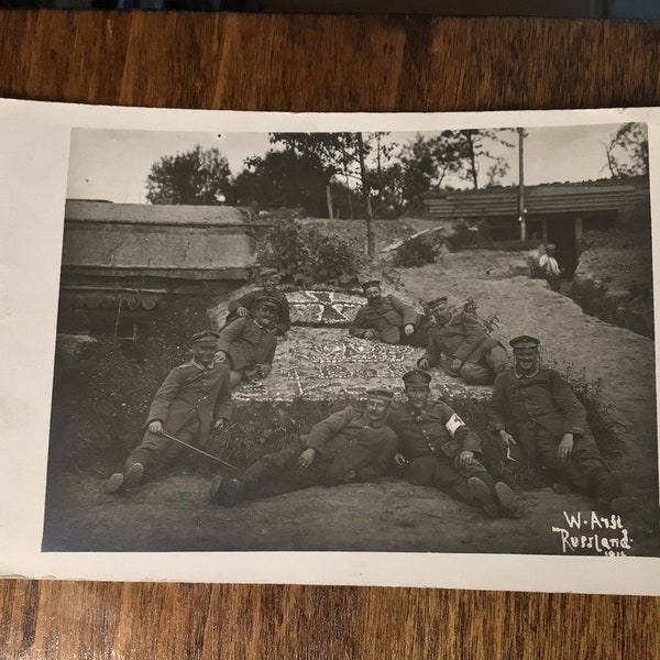 Real Photo Postcard German Soldiers World War 1, used and dated 1916, German writing and postmark on back, WWI Real Photo Post Card Soldiers