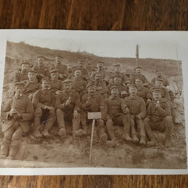 Real Photo Postcard German Soldiers World War 1, used and dated 1916, German writing and postmark on back, WWI Real Photo Post Card Soldiers