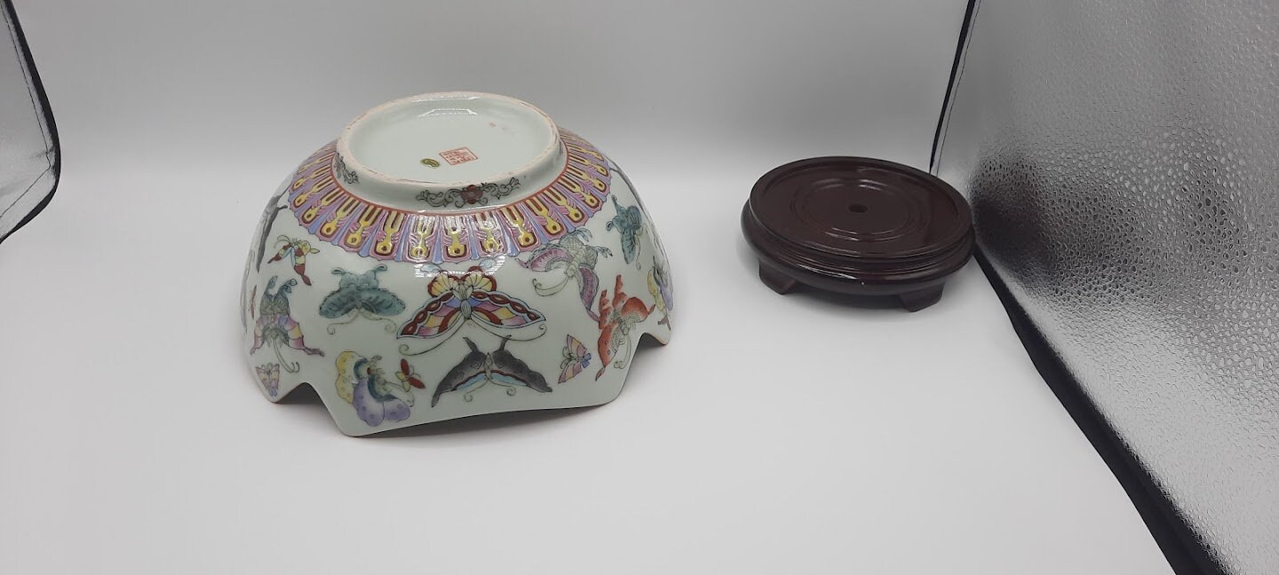Yi Lin Arts and Treasures of China Vintage Butterfly Bowl With Stand - Etsy