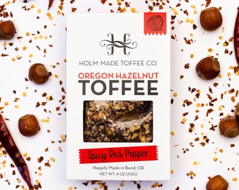 Spicy Red Pepper Hazelnut Toffee - Award Winning Hazelnut Toffee, Made in Oregon