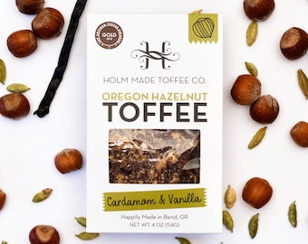 Cardamom and Vanilla Toffee - Award Winning Hazelnut Toffee, Made in Oregon