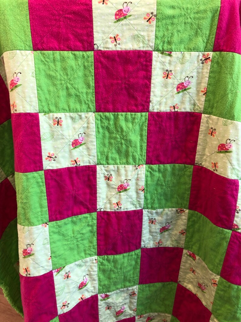 Rag Quilt, Little Ladybug Quilt. for Nursery, Baby Shower Gift, Toddler and Newborn Gift