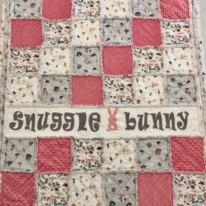 Rag Quilt. Snuggle Bunny. Perfect for Easter gift, baby shower, birthday gift, nursery quilt, newborn gift. Handmade one of a kind!