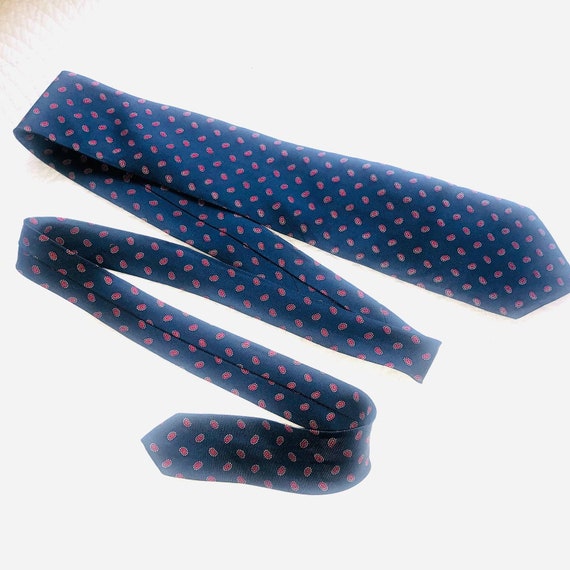 Burberry Silk Tie blue red designer tie 00's - image 5