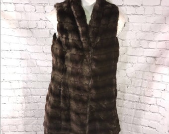 Antonio Melani Faux Fur Brown Vest or Dress S Euc