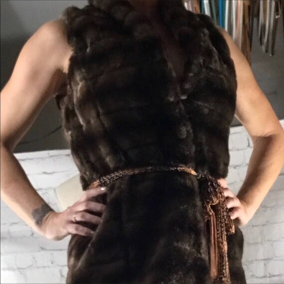 Antonio Melani Faux Fur Brown Vest or Dress S Euc