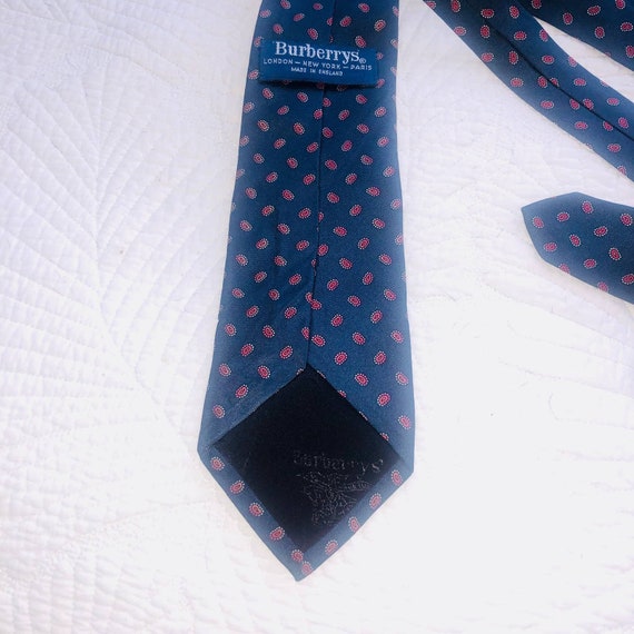 Burberry Silk Tie blue red designer tie 00's - image 8