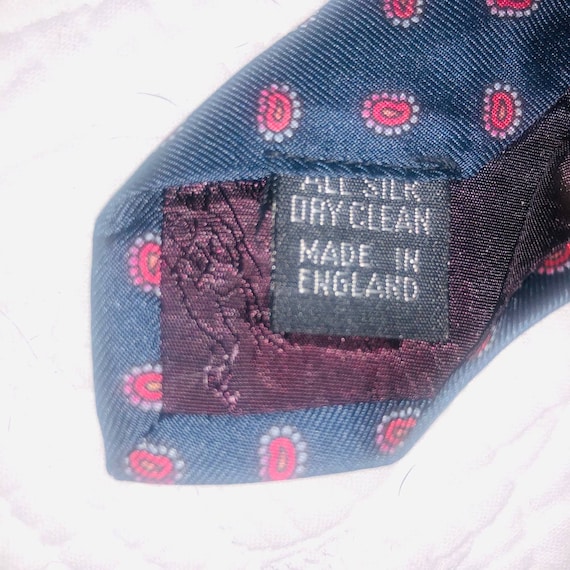 Burberry Silk Tie blue red designer tie 00's - image 6