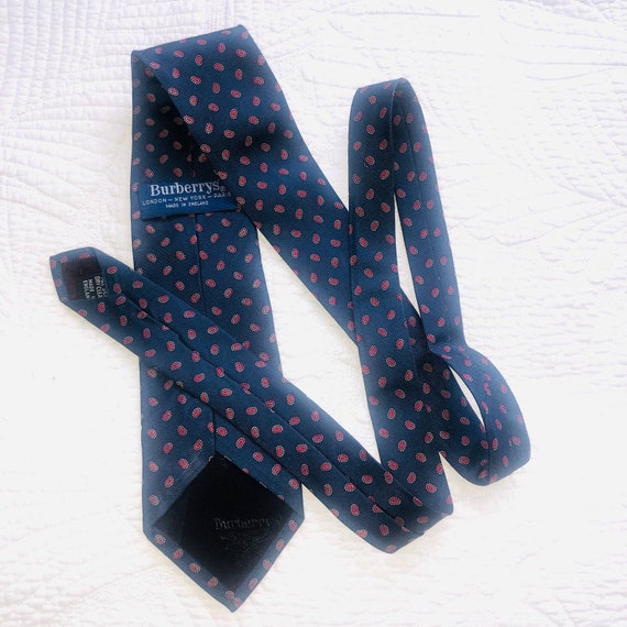 Burberry Silk Tie blue red designer tie 00's - image 4