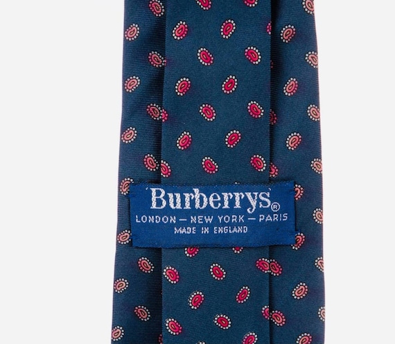 Burberry Silk Tie blue red designer tie 00's - image 2