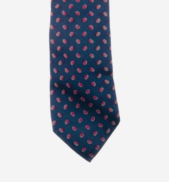 Burberry Silk Tie blue red designer tie 00's - image 1